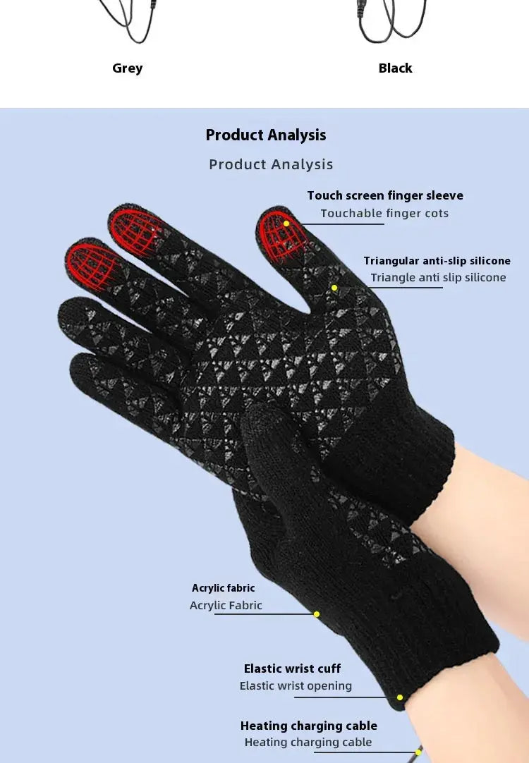 USB Heating Electric Heating Gloves Thermal Thickened Knitting Rays treats