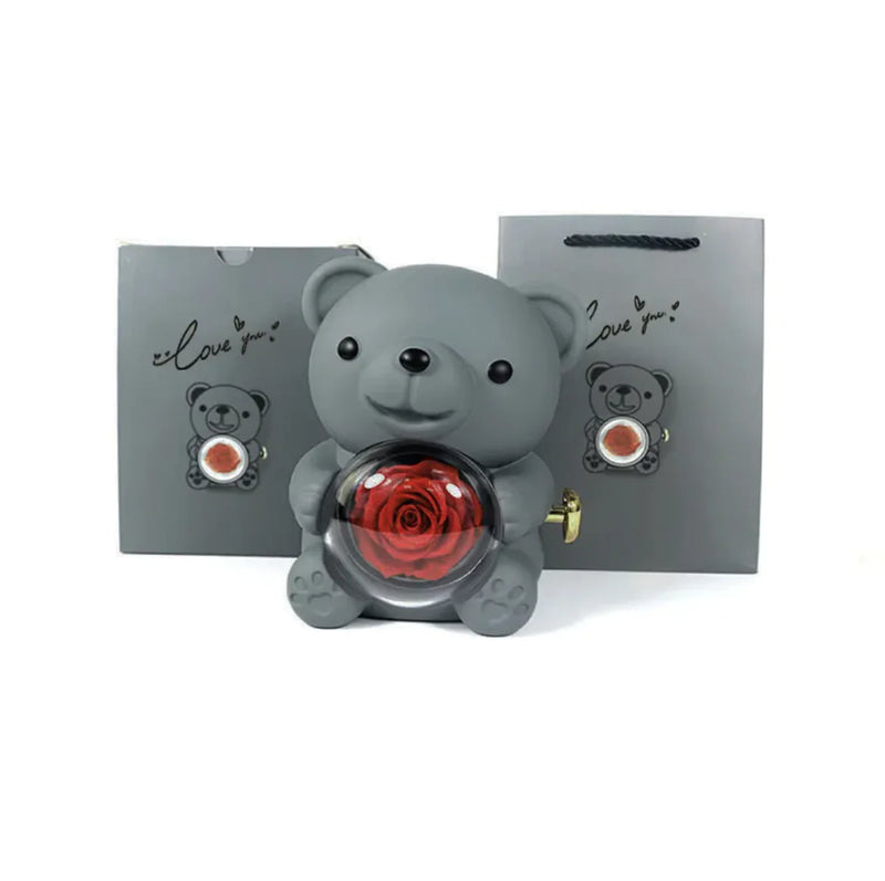 Rotating Bear Rose Jewelry Gift Box Rays treats