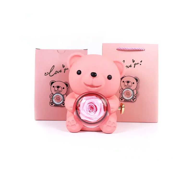 Rotating Bear Rose Jewelry Gift Box Rays treats