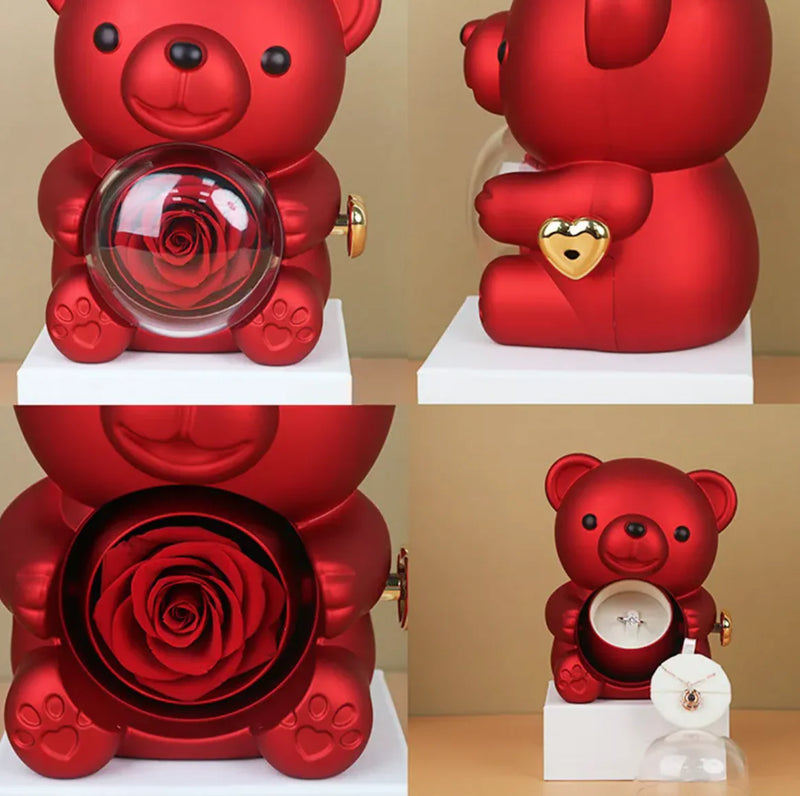 Rotating Bear Rose Jewelry Gift Box Rays treats