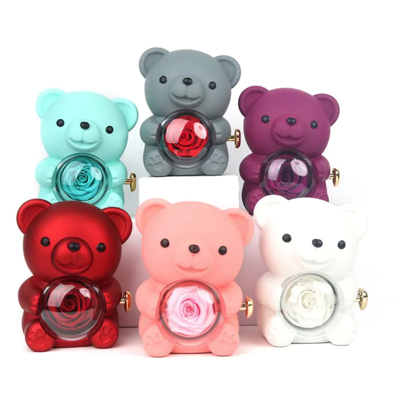 Rotating Bear Rose Jewelry Gift Box Rays treats