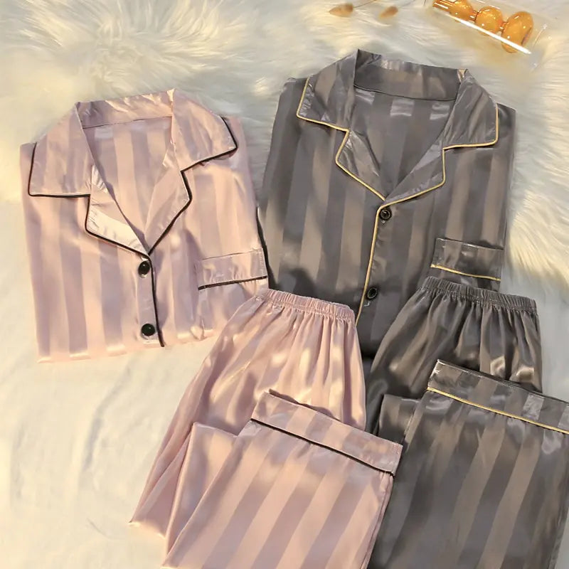 Couple Luxury Silk Pajamas Sets Rays treats