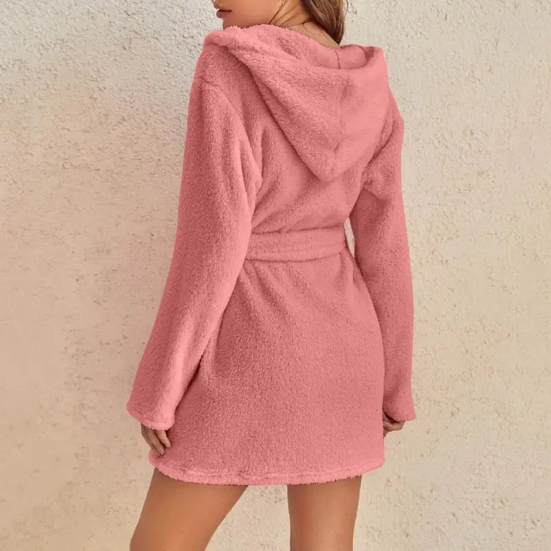 Women Hooded Fleece Bathrobe Rays treats