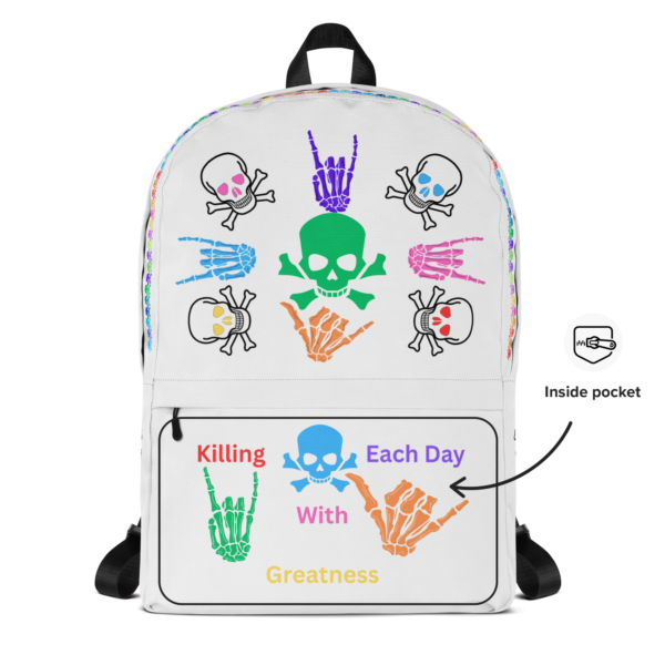 Colorful Skulls/Crossbone Backpack - Image 3
