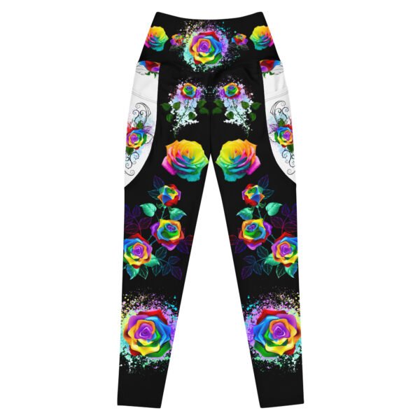 Colorful Rose Leggings W/Pockets