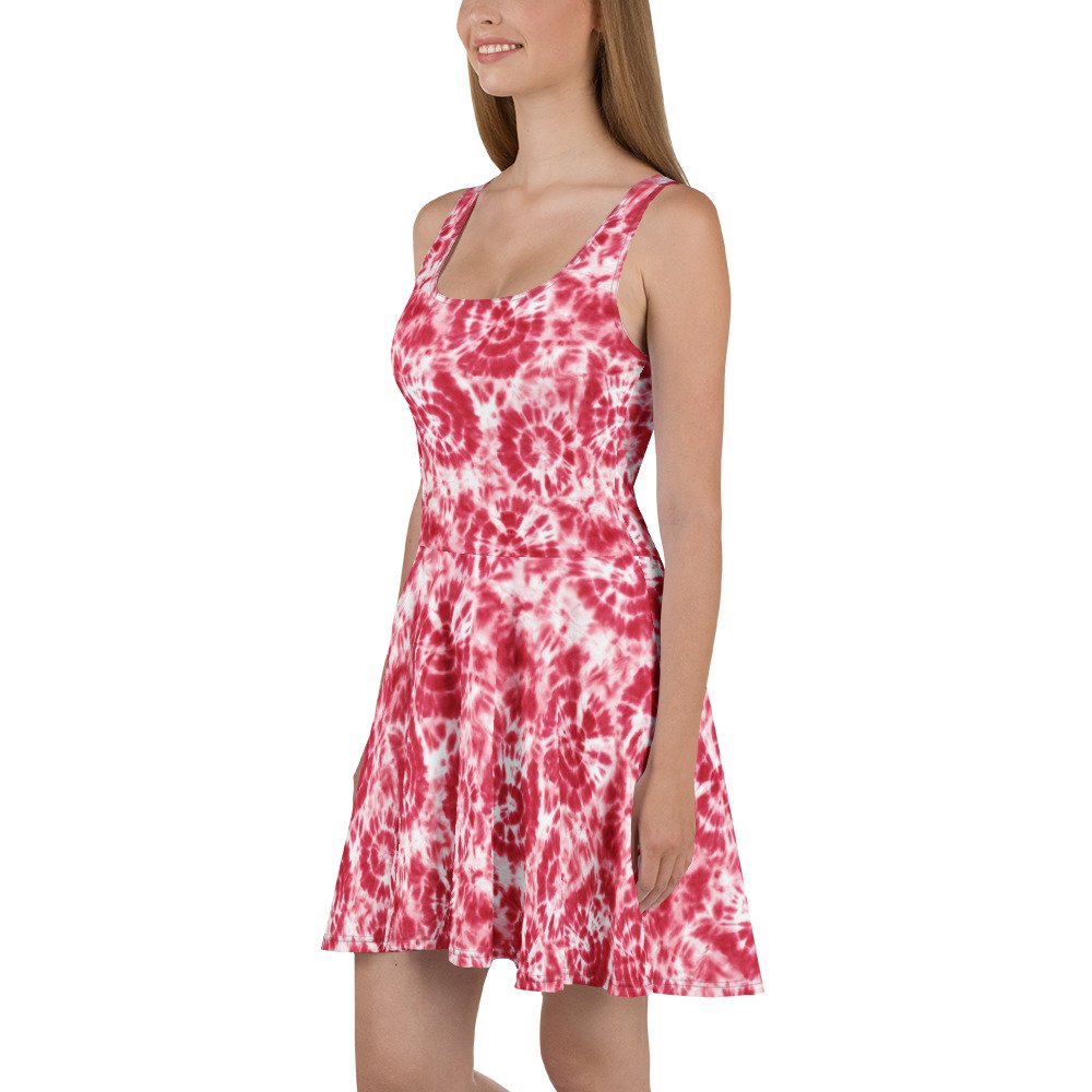 Swirling Red Skater Dress - Image 3